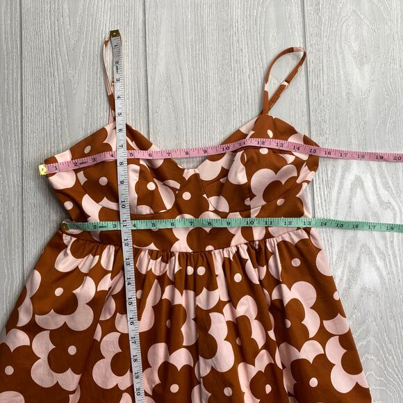 Hutch Anthropologie Women's Brown & Cream Retro Mod Floral Petra Romper Size 6 - Picture 6 of 12